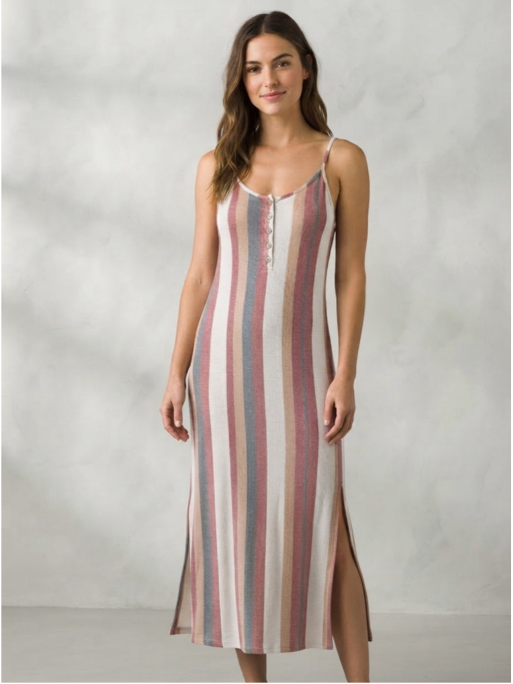 Women's Rip Curl Striped Maxi Dress Size M Beige Pink